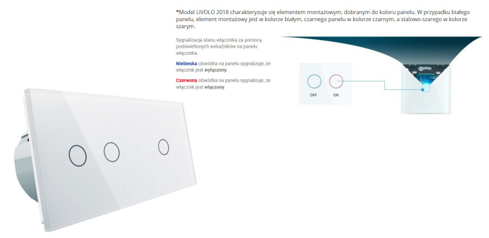 Włącznik dotykowy pojedynczy + podwójny sterowany pilotem LIVOLO VL-C7012R Biały